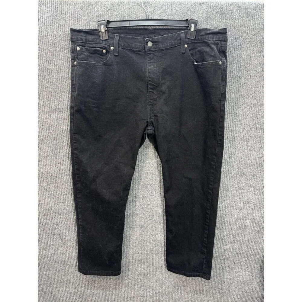 Levis 502 Jeans Men’s 44x30 Fits 44x27 Black Classic Taper Stretch Denim Fade
